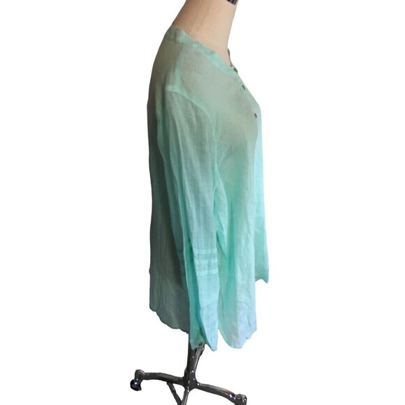 Color Me Cotton CMC Top Women's Size Small Seafoam Green Linen Long Sleeve - Picture 4 of 8